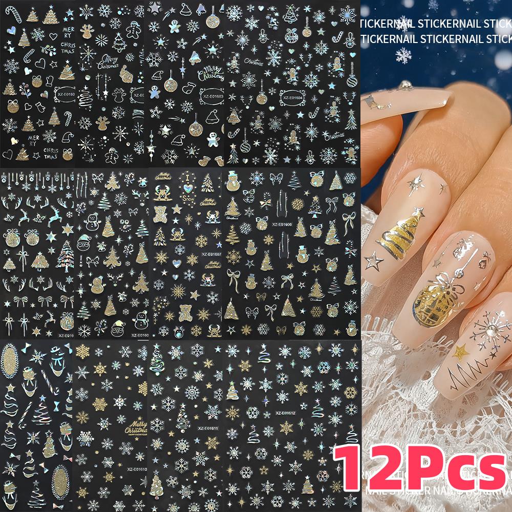 Nail Art Xmas Design - 12 szt. Naklejek na paznokcie 3D