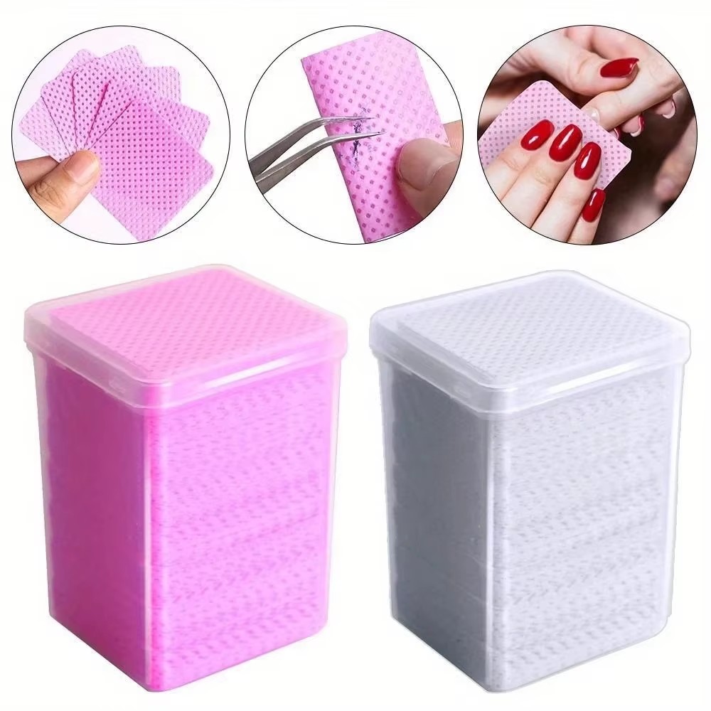 Nail Art Pink - 200 sztuk różowych bezpyłowych chusteczek do