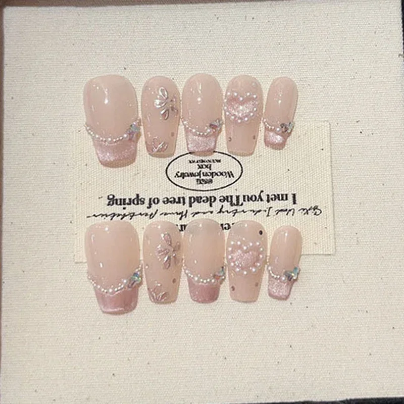 Nail Art Pink - 10szt Cute Handmade Cat Eye Powder