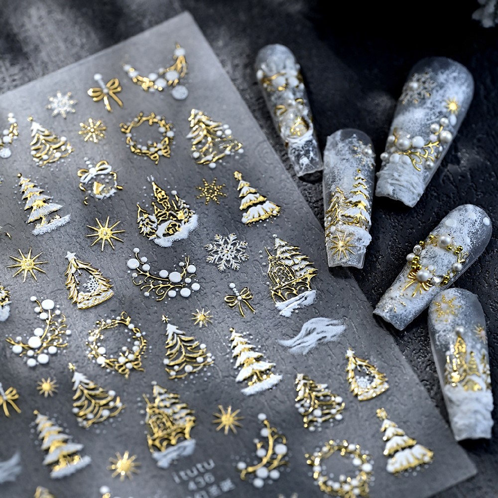 Nail Art Xmas Design - Naklejki na paznokcie 5D z efektem
