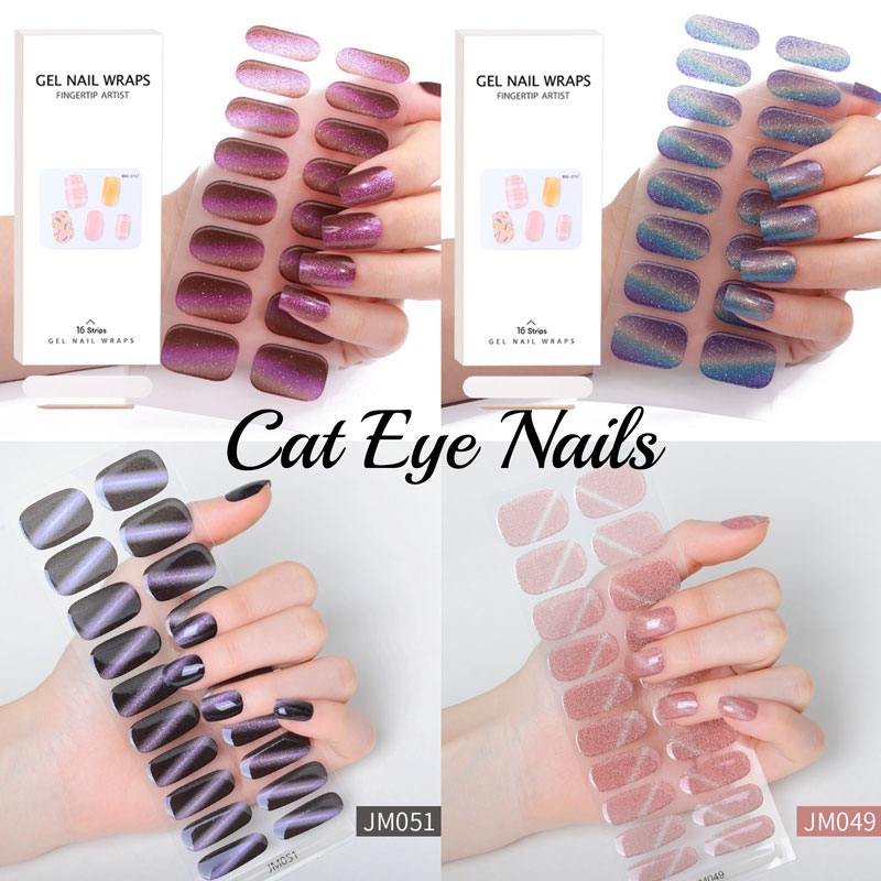 Nail Art Full Cat Eye - Półutwardzony żel naklejka na paznokcie Pełna