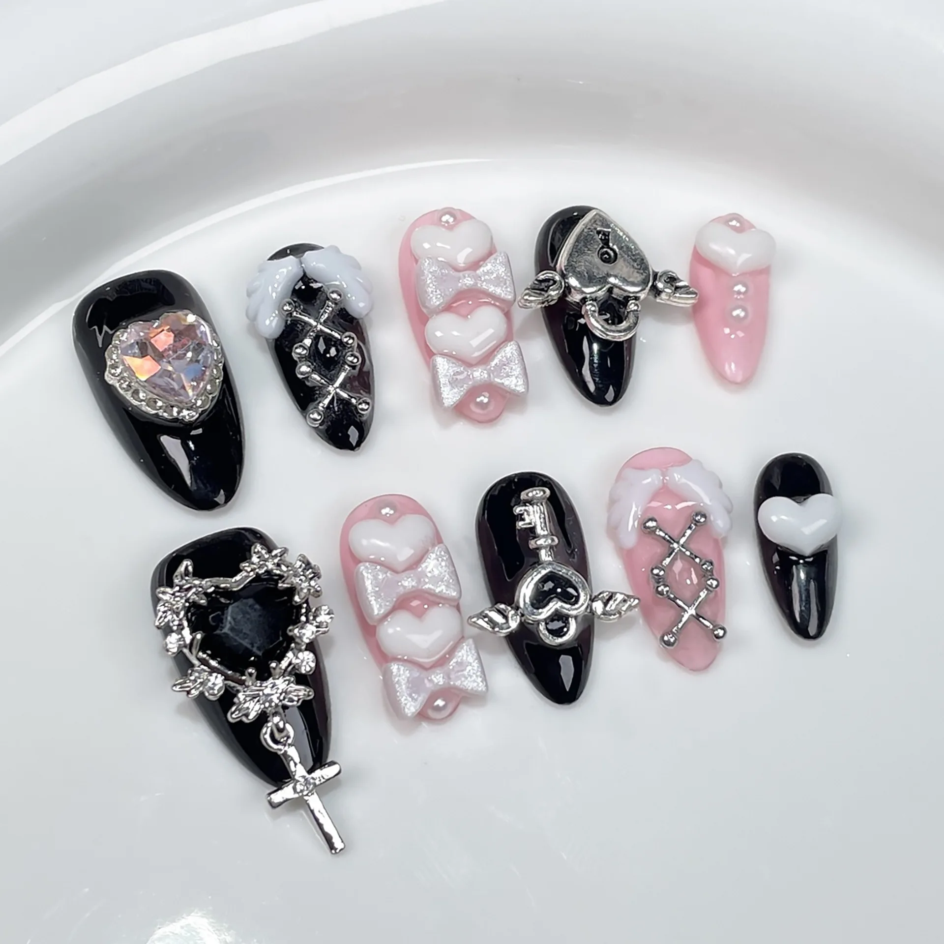 10Pc Hot Cool Press On Nails D – Nail Art Pink recenzja i cena