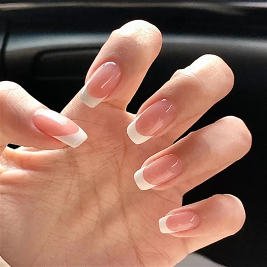 24Pcs/Set Short French Minimal – Nail Art Pink recenzja i cena