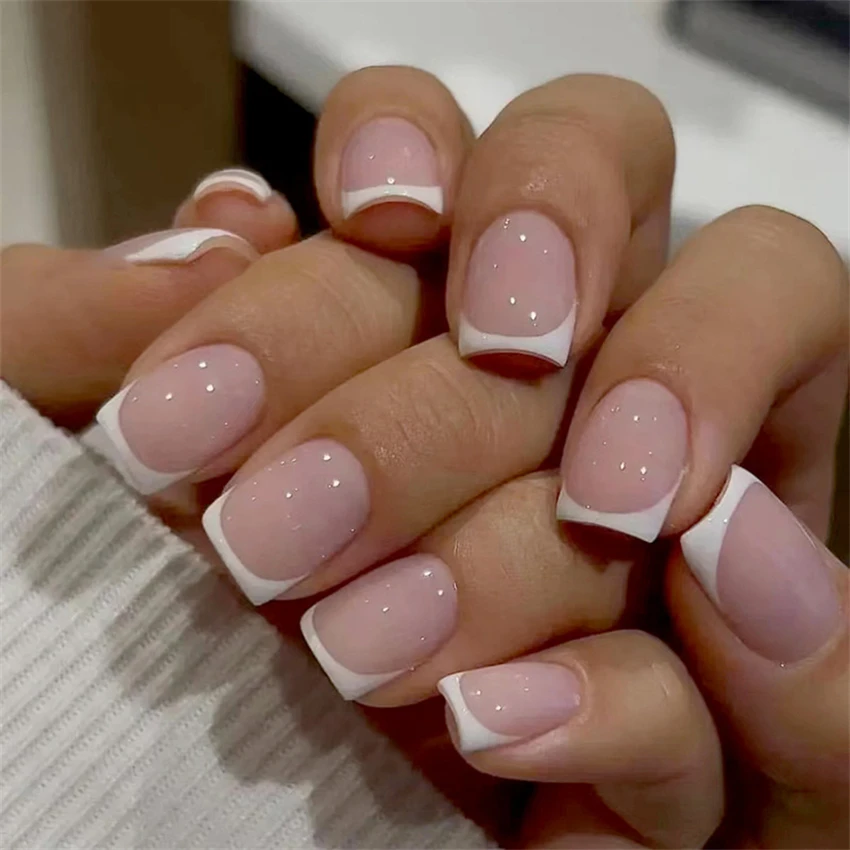 24Pcs/Set Short French Minimal – Nail Art Pink recenzja i cena
