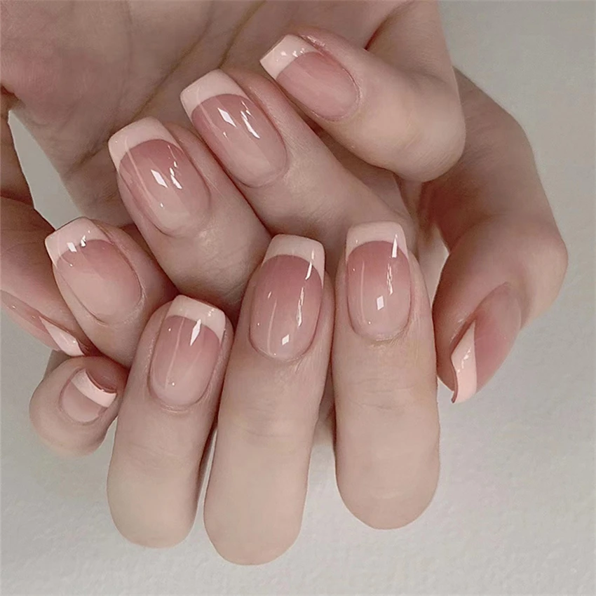 24Pcs/Set Short French Minimal – Nail Art Pink recenzja i cena