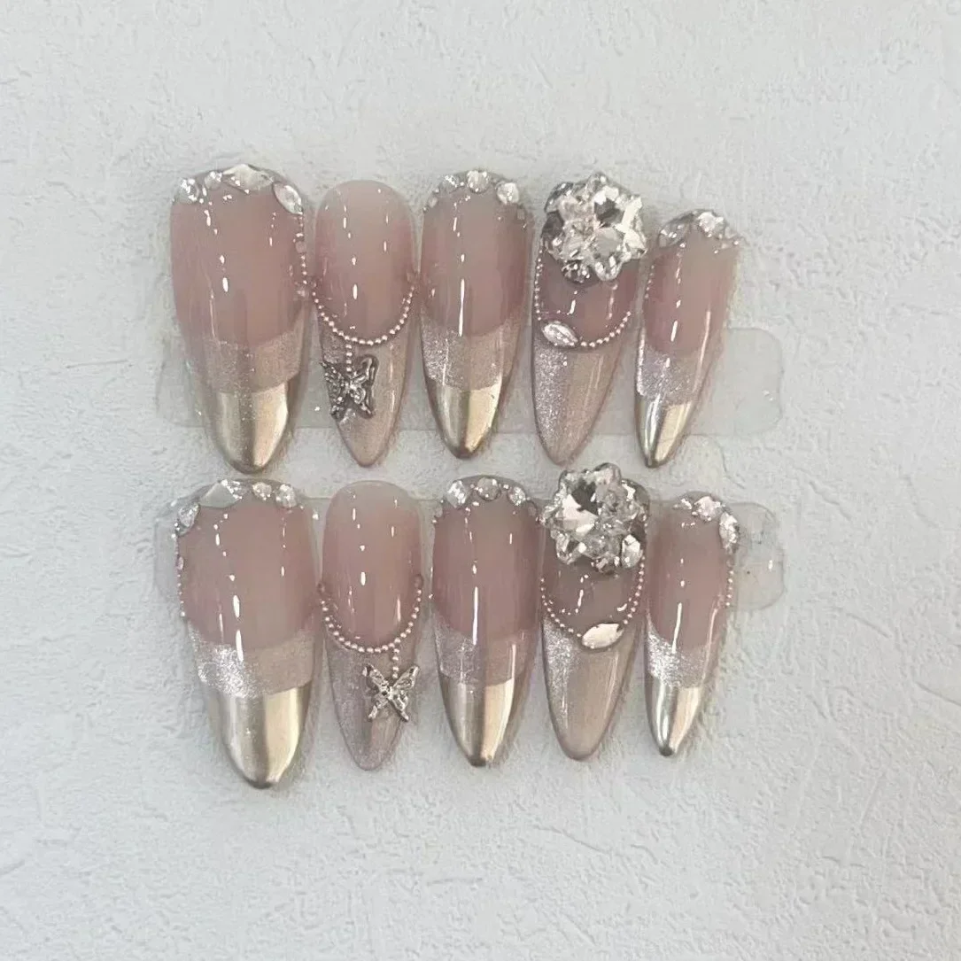 10Pcs Handmade Press on Nails  – Nail Art Pink recenzja i cena