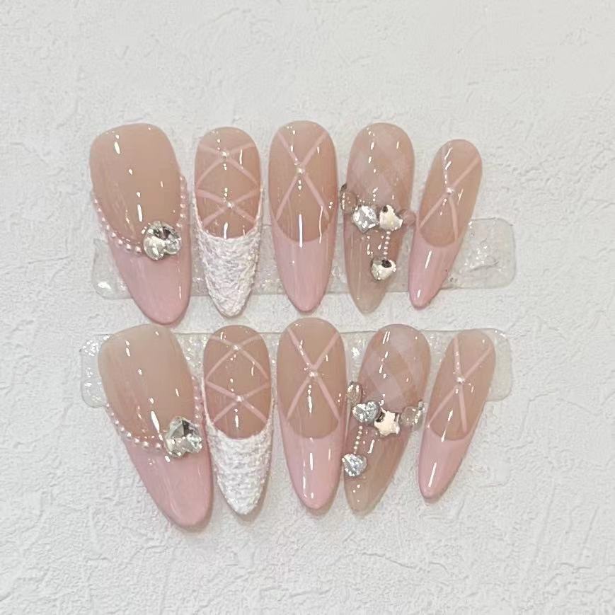 10Pcs Handmade Press on Nails  – Nail Art Pink recenzja i cena