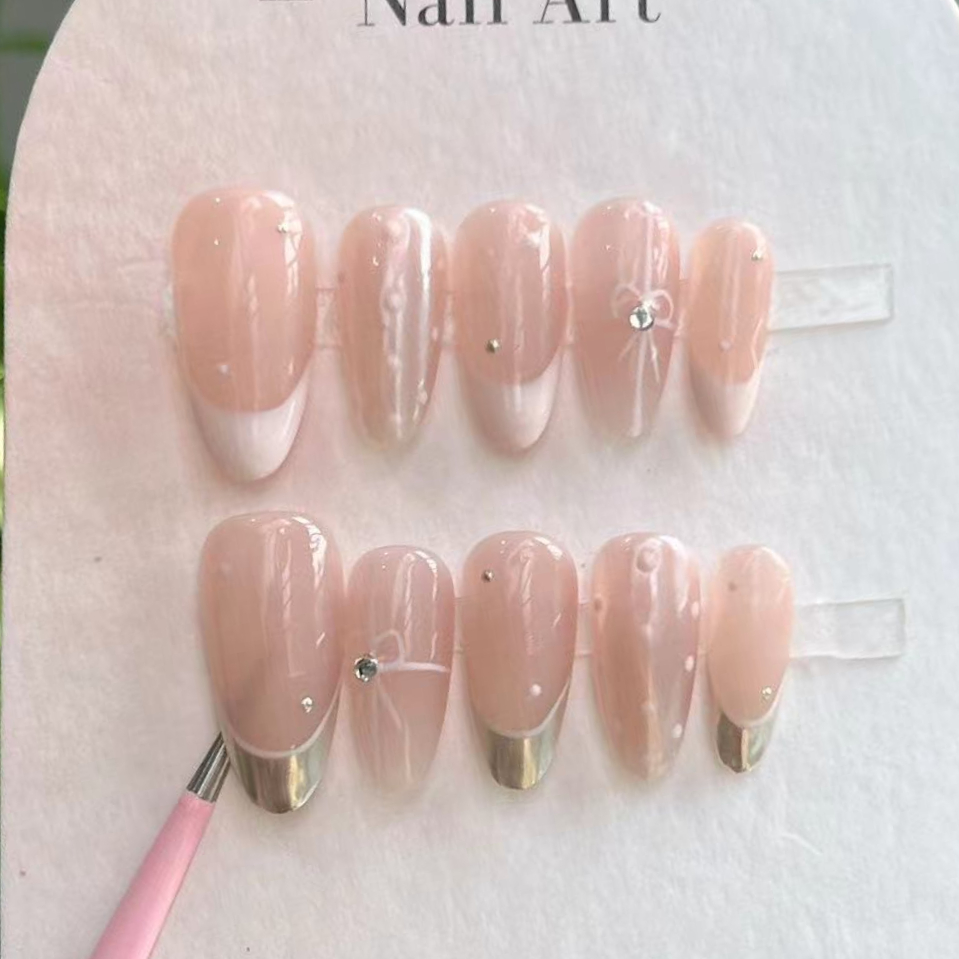 10Pcs Handmade Press on Nails  – Nail Art Pink recenzja i cena