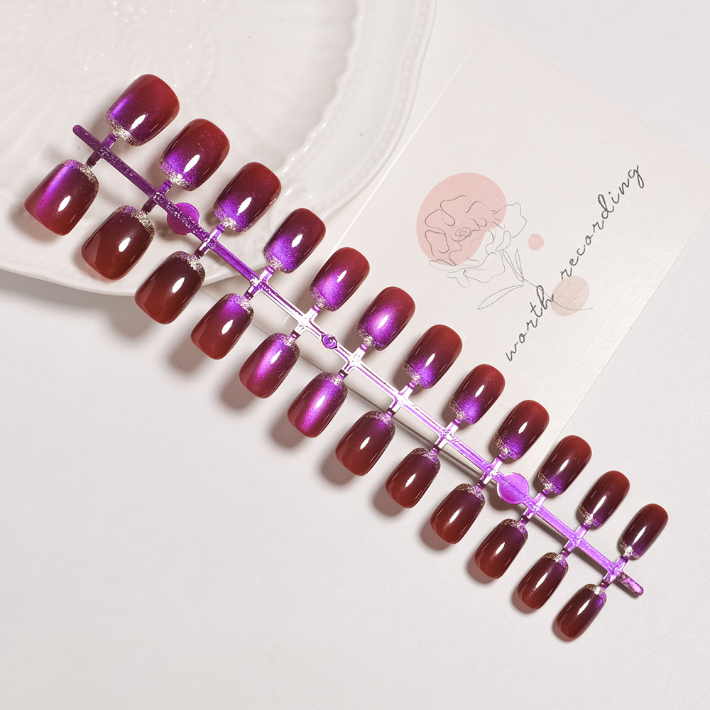 Krótkie kwadratowe sztuczne pa – Nail Art Full Cat Eye recenzja i cena