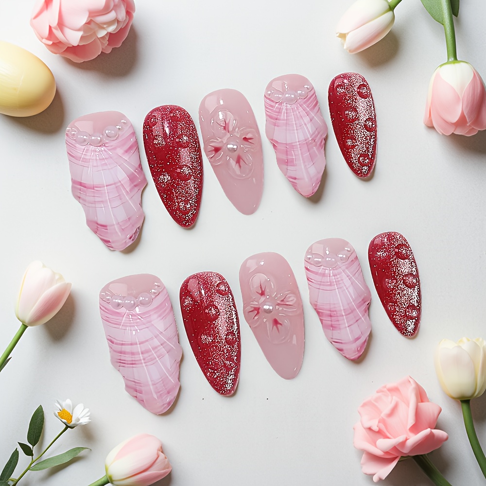 10 szt. Średnie migdałowe ręcz – Nail Art Pink recenzja i cena