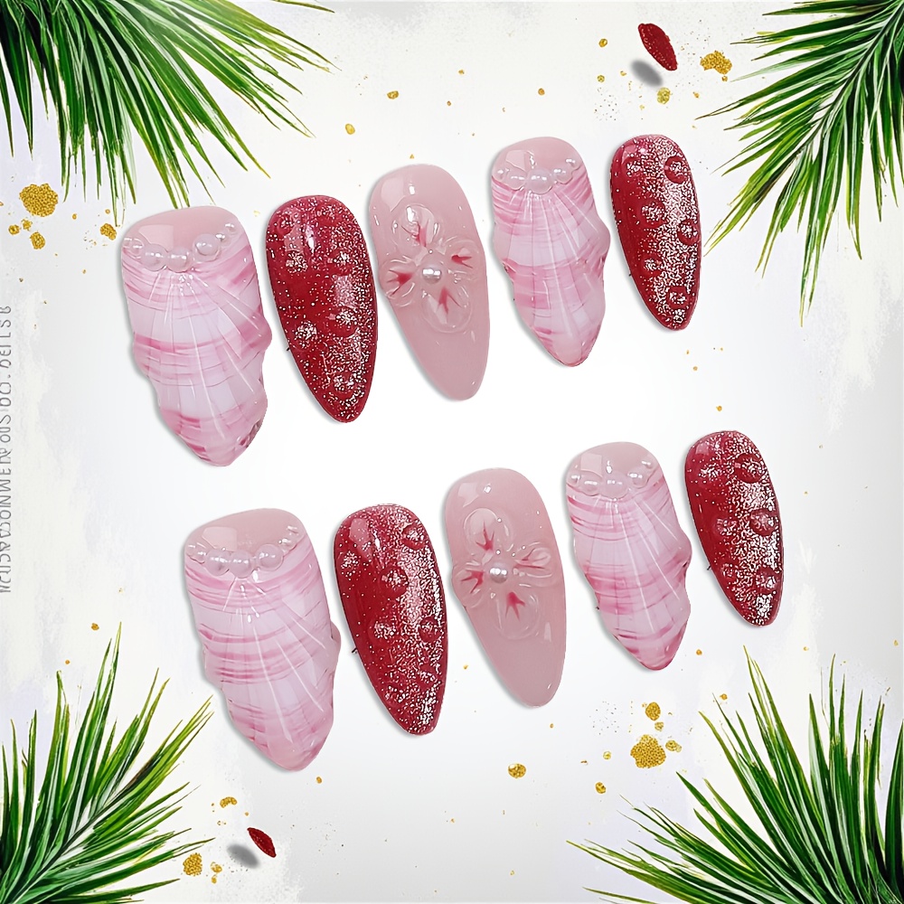 10 szt. Średnie migdałowe ręcz – Nail Art Pink recenzja i cena