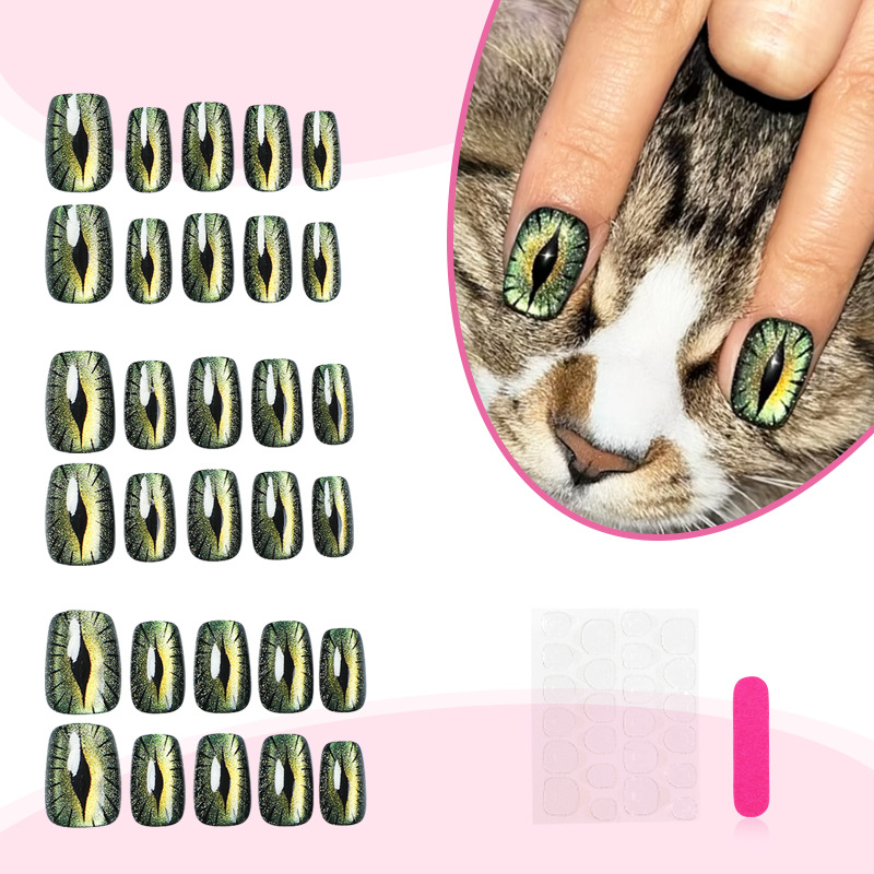 Krótkie sztuczne paznokcie dla – Nail Art Full Cat Eye recenzja i cena